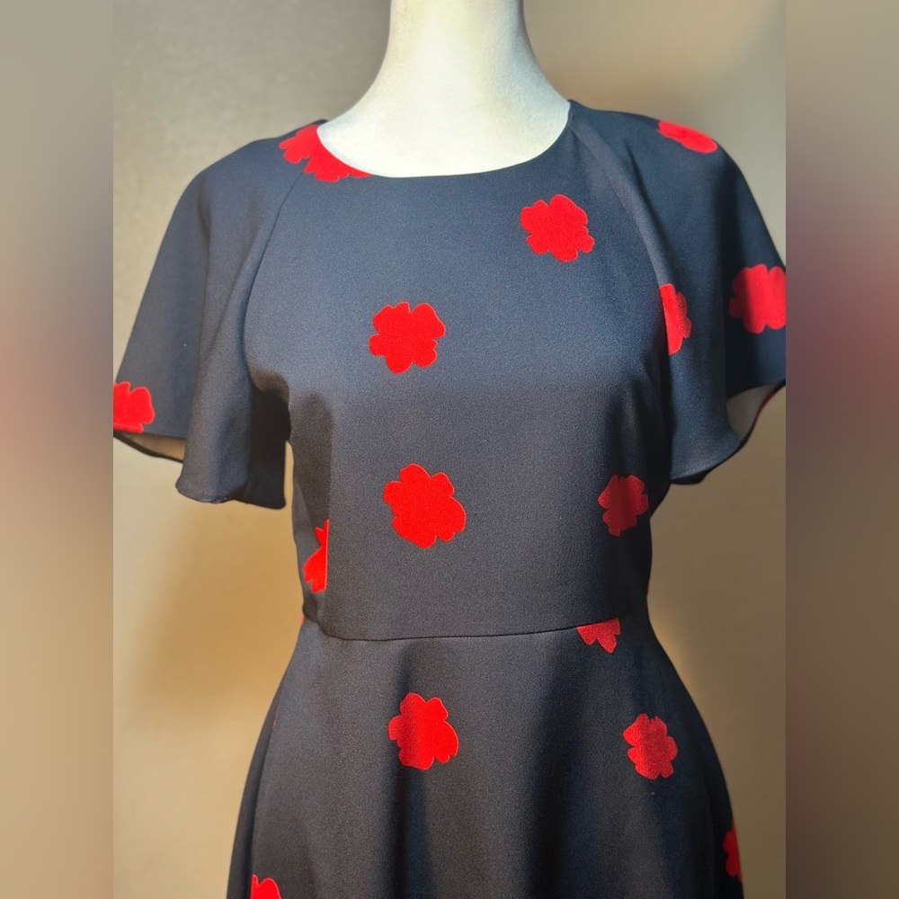 Banana republic navy blue w/ red floral print cute sleeves and flowy Flow size0 - Picture 4 of 16